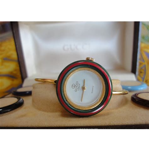 gucci leather bangle watch|vintage Gucci bangle bezel watch.